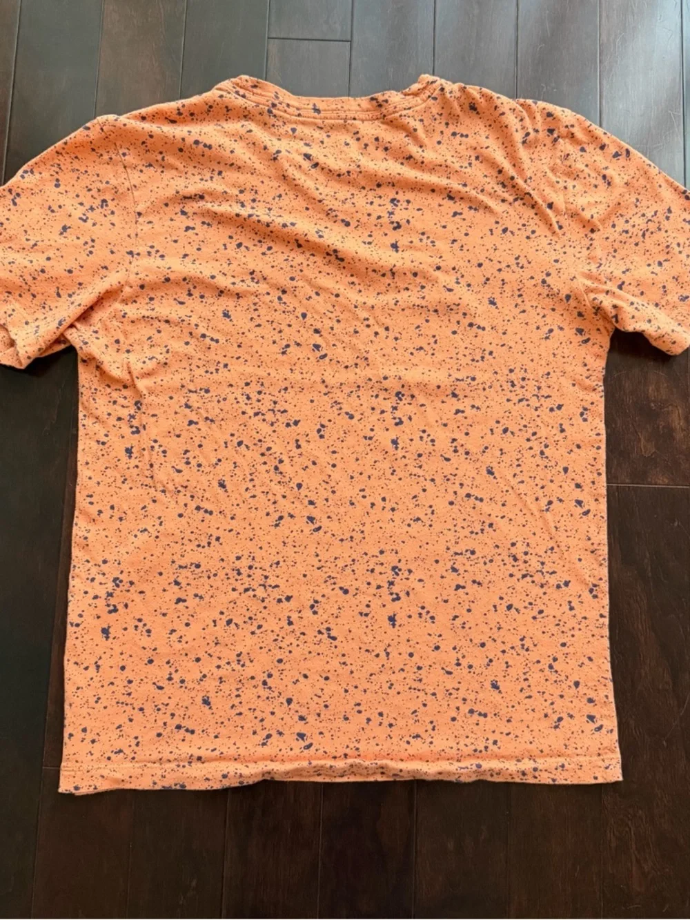 Nike Men's T-Shirt Size XS Orange Splatter Swoosh Logo Short Sleeve Crew Neck